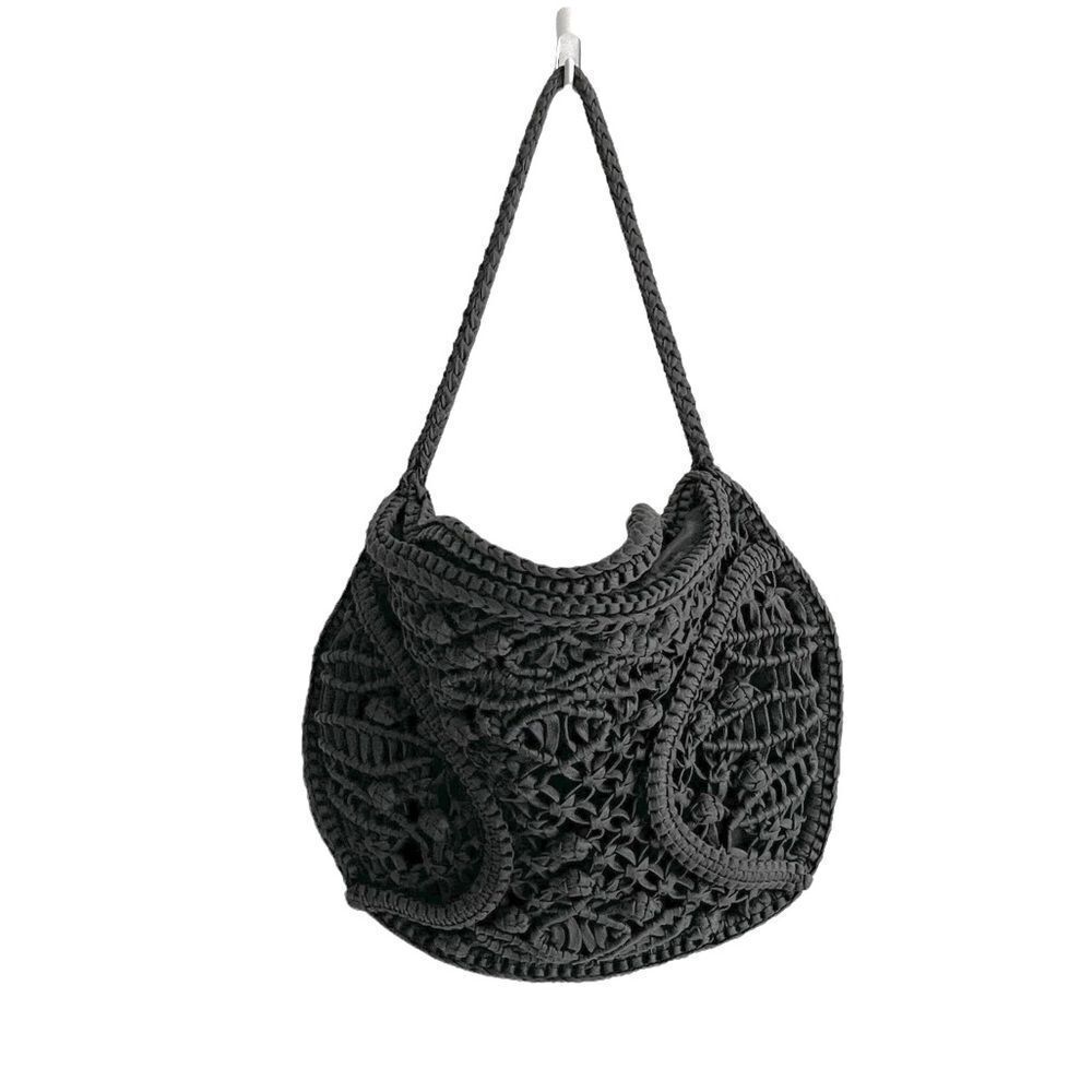 MADE On Earth For David & Scotti Boho Macramé Bag Purse Black - Picture 5 of 11